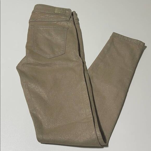 GUESS Womens 26 Brittney Skinny Ankle Gold Shimmer - Picture 4 of 5